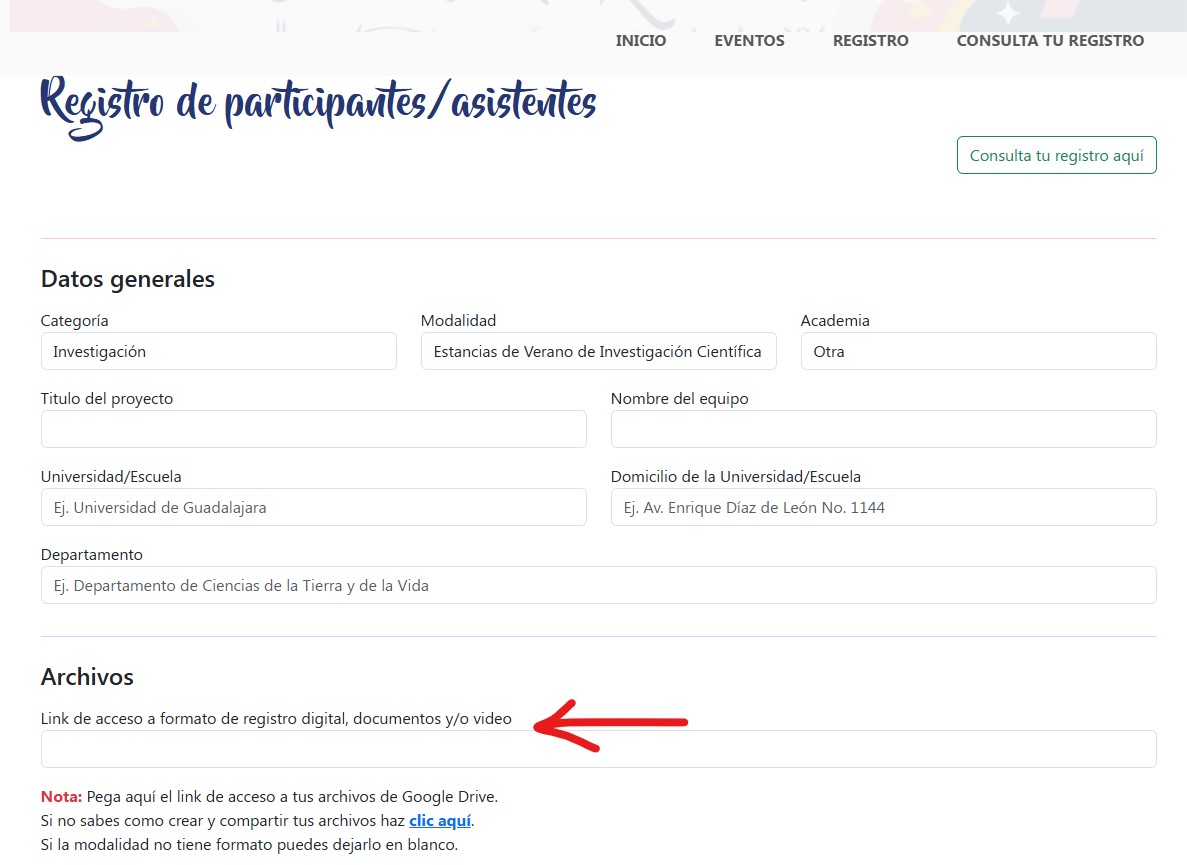 Registro Estancia de Verano de Investigación Científica