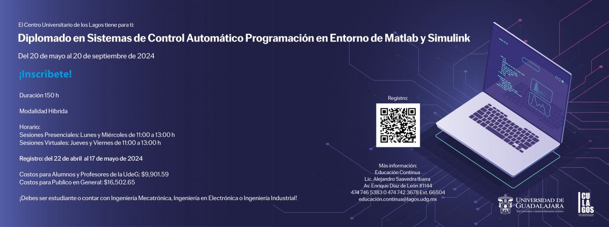 Banner - Diplomado en Sistemas de Control Automático, Programación en Entorno de Matlab y Simulink