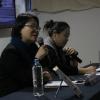 La escritora Yon Sunh-Hee y su intérprete Mi Young Moon, charlando con estudiantes y docentes del CULagos